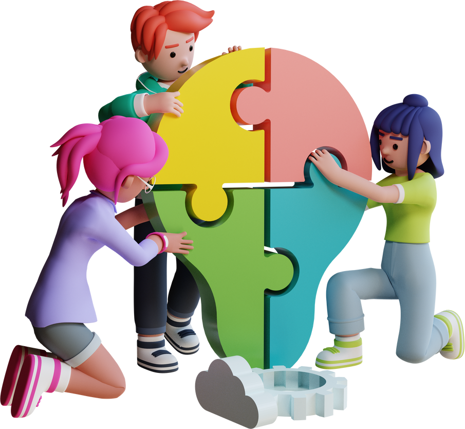 team collaboration 3d character illustration